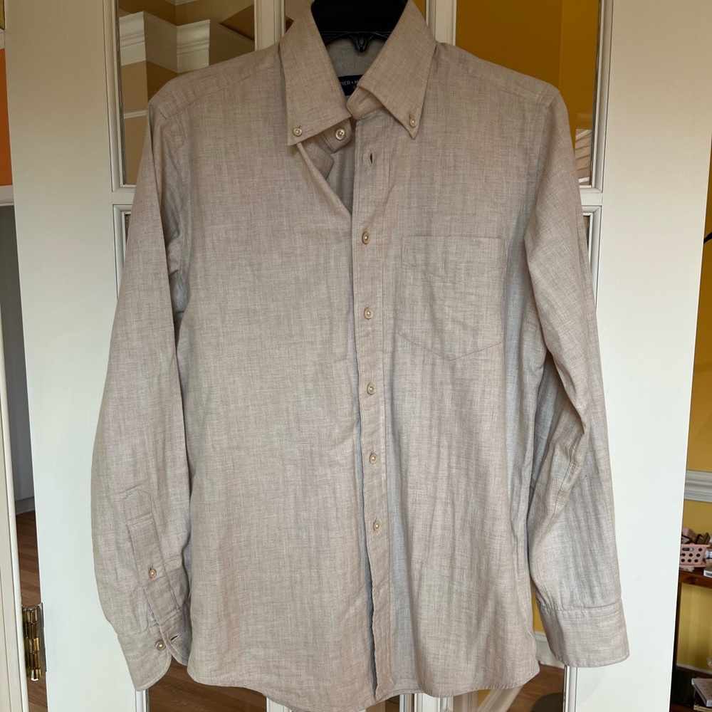 Spier & Mackay Ecru Herringbone Button up Shirt